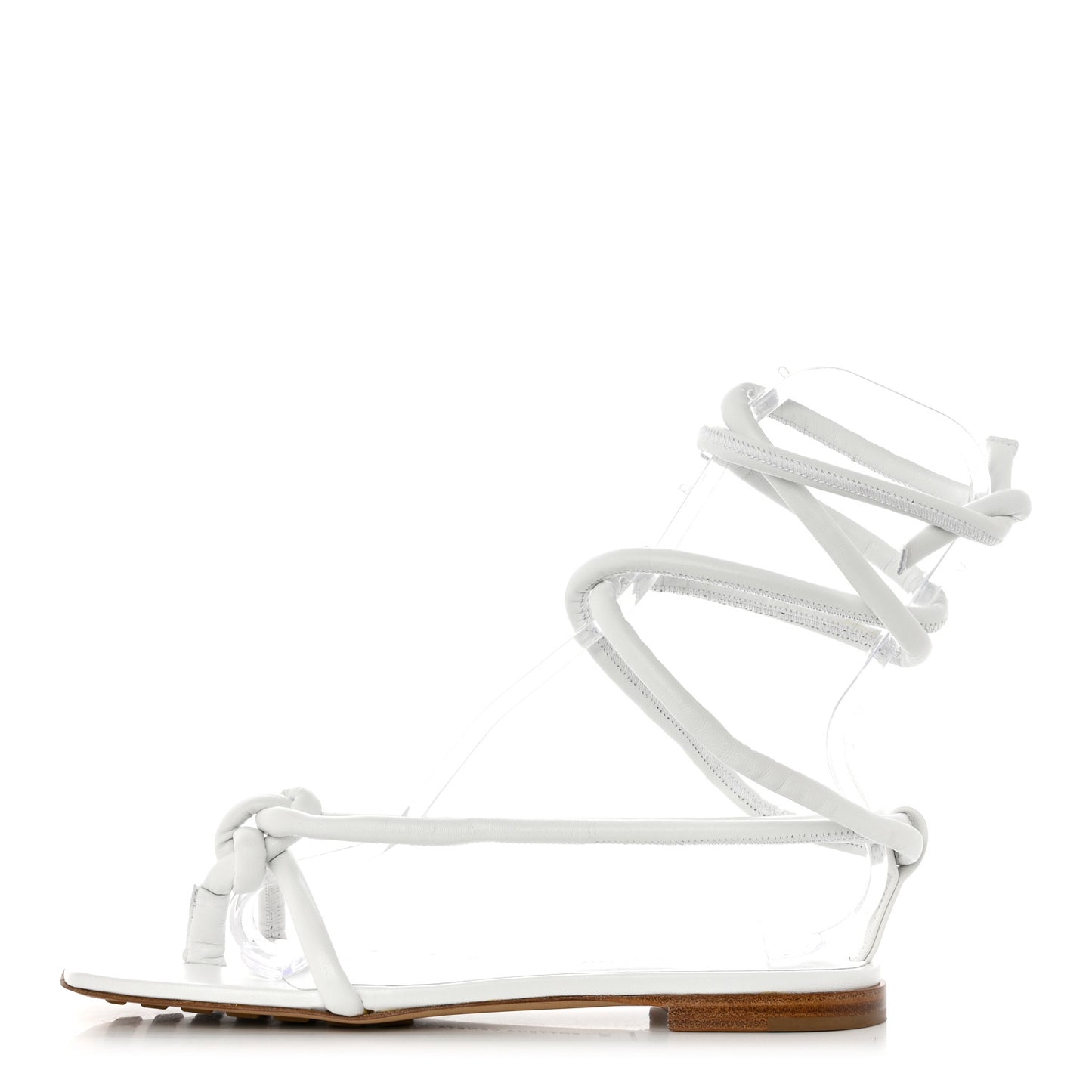 Nappa Knotted Square Flat Sandals 38 White