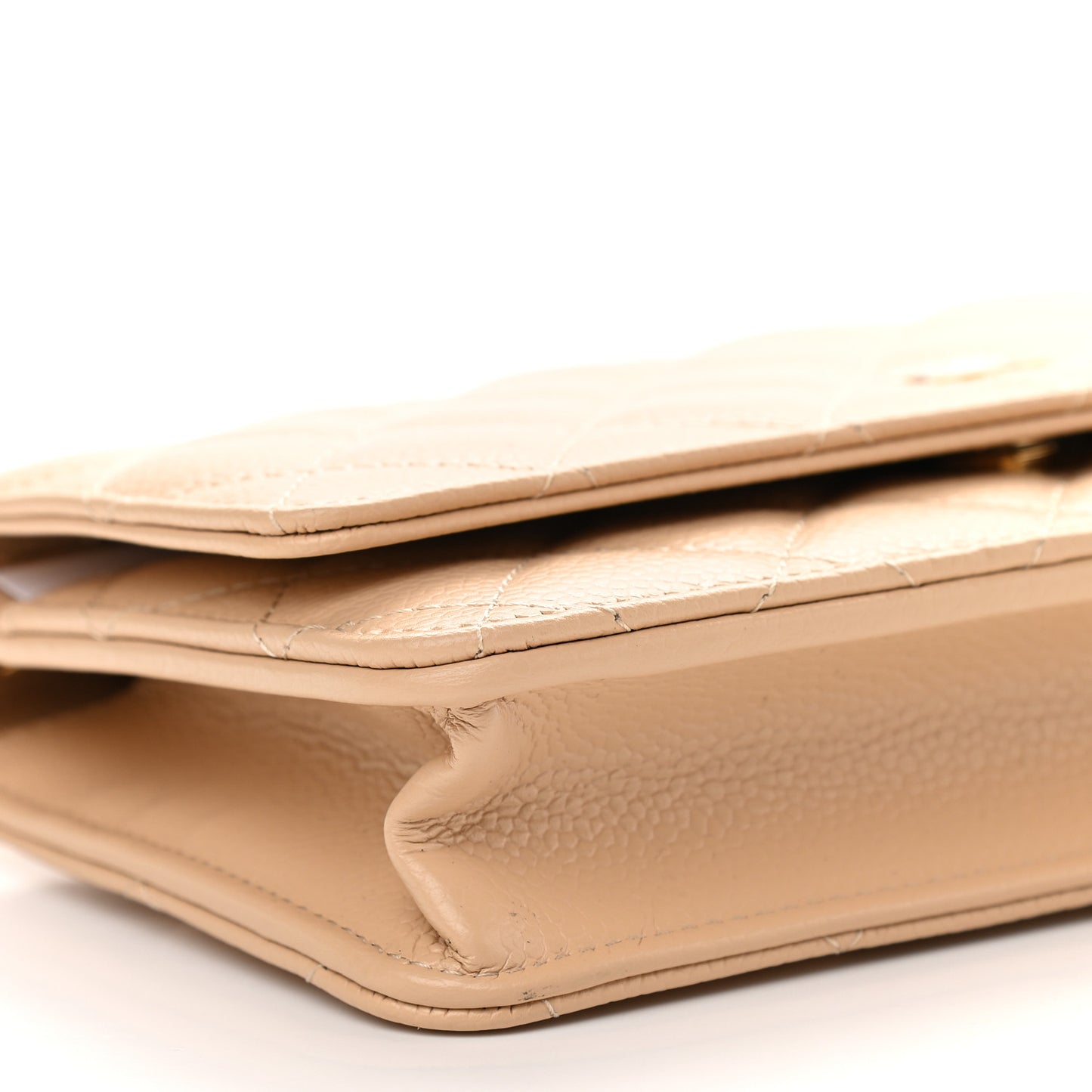 Caviar Quilted Wallet On Chain WOC Beige