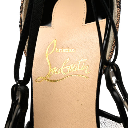Christian Louboutin Nappa Patent Chantilly Lace Hot Jeanbi 100 Pumps 36 Black 6 of 9