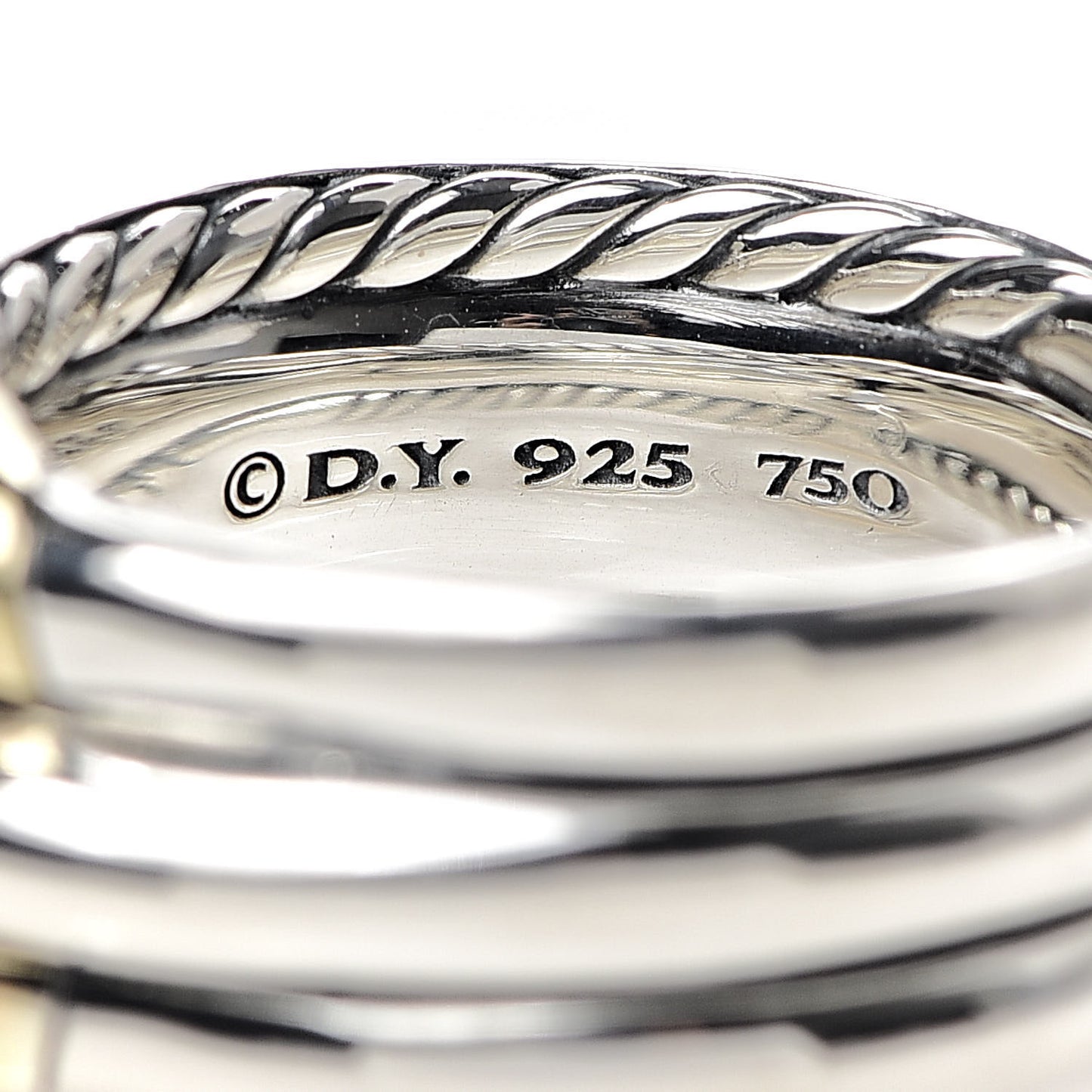 Sterling Silver 18K Yellow Gold Thoroughbred Cushion Link Ring 54 7
