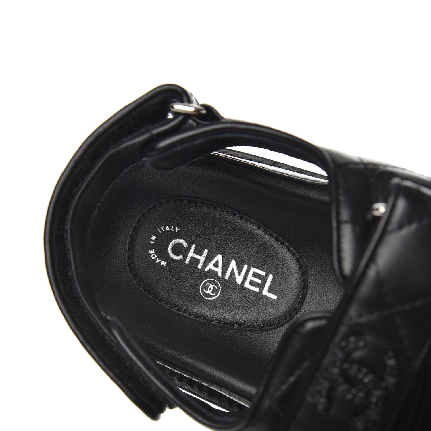 Chanel Lambskin Velcro Dad Sandals 36.5 Black 6 of 11
