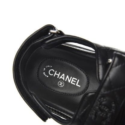 Chanel Lambskin Velcro Dad Sandals 36.5 Black 6 of 11