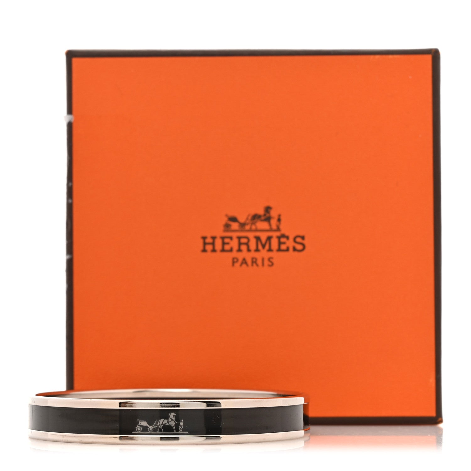 Hermes Enamel Printed Narrow Caleche Bracelet 65 Black 6 of 6