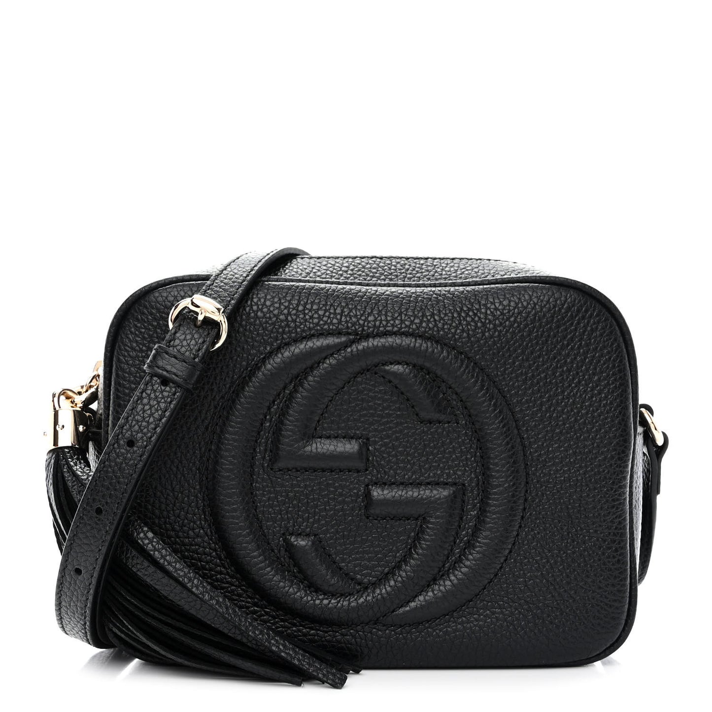Pebbled Calfskin Small Soho Disco Bag Black