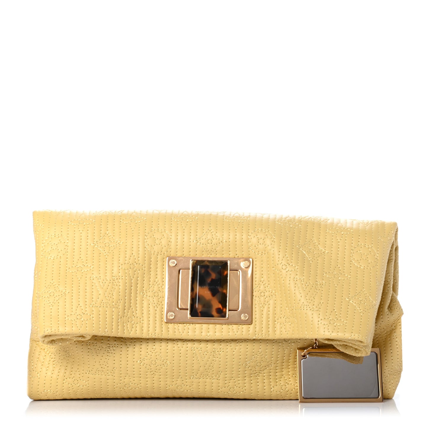 Calfskin Quilted Monogram Altair Clutch Jaune Pale