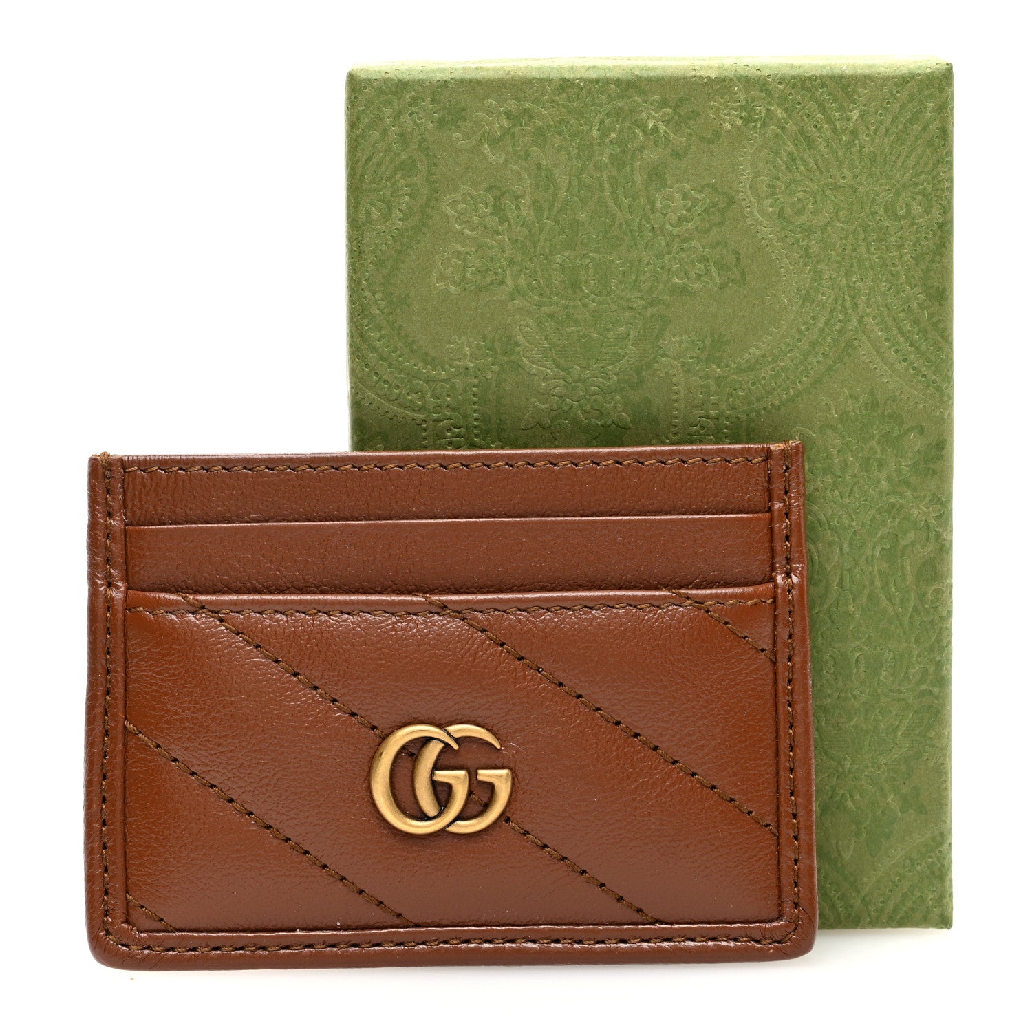 Gucci Azalea Calfskin Matelasse Diagonal GG Marmont Card Holder Cuir 7 of 7