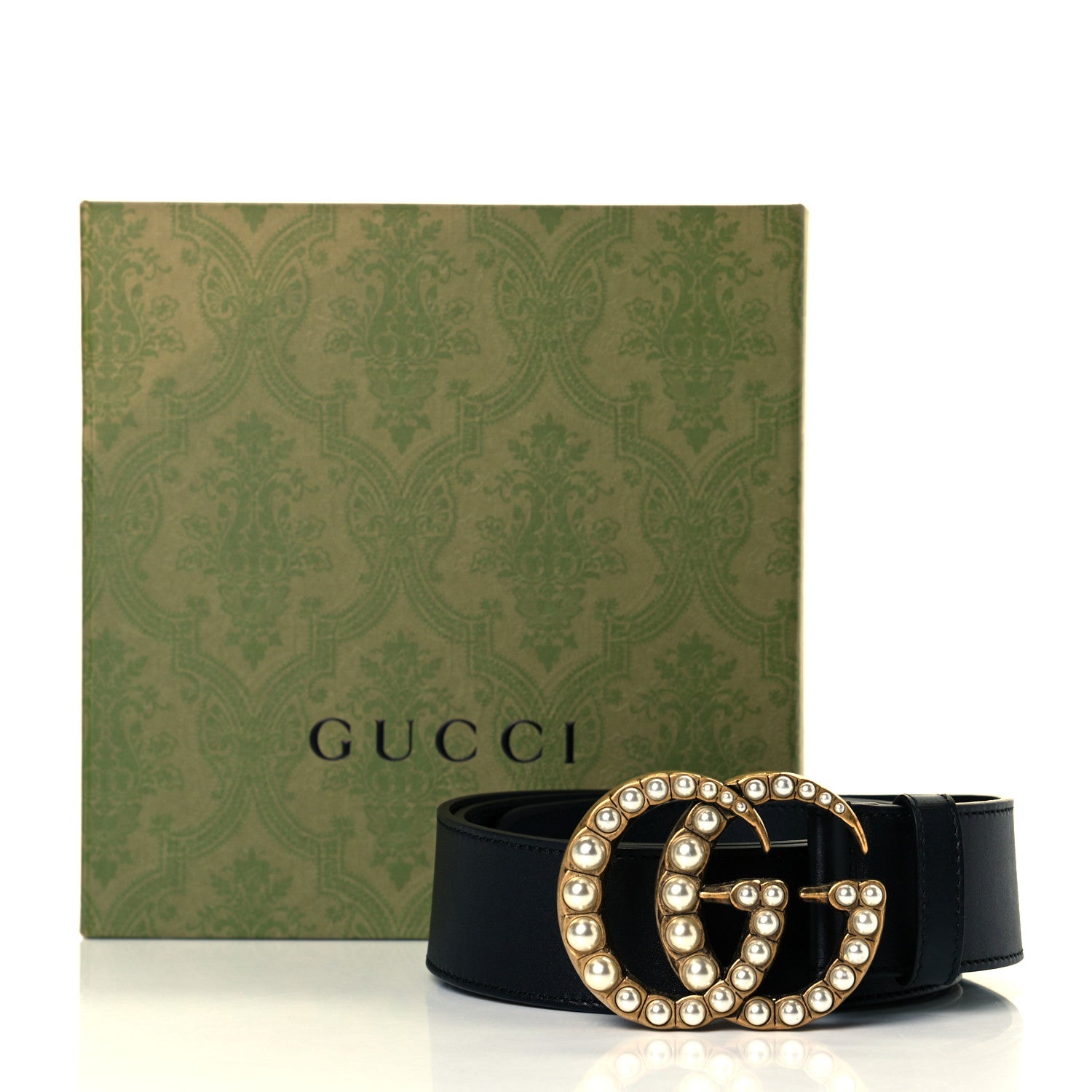 Gucci Moon Calfskin Pearl Double G 40mm Belt 90 36 Black Cream 4 of 4
