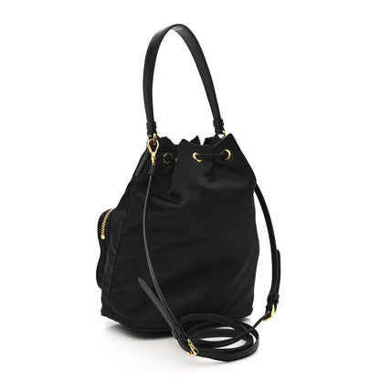 Prada Saffiano Tessuto Nylon Mini Bucket Crossbody Bag Black 3 of 9