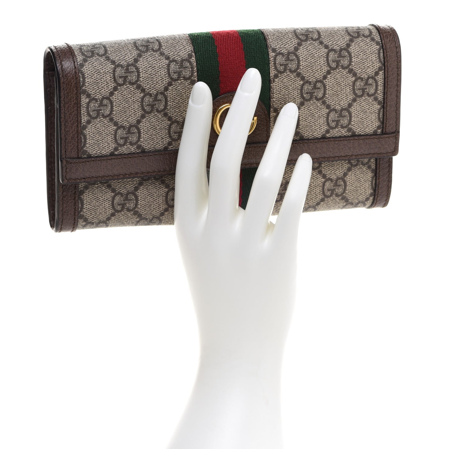 GG Supreme Monogram Web Ophidia Continental Wallet Brown