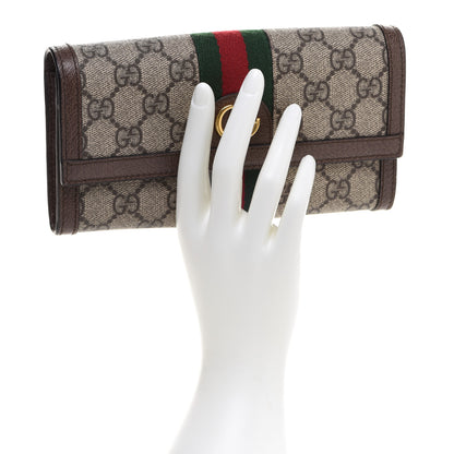 Gucci GG Supreme Monogram Web Ophidia Continental Wallet Brown 2 of 9