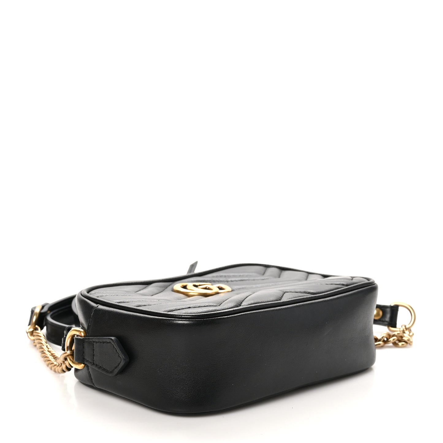 Calfskin Matelasse Mini GG Marmont Chain Shoulder Bag Black