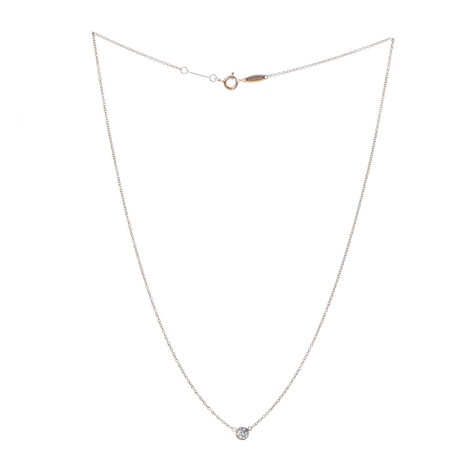 Tiffany 18K Yellow Gold Diamond .14ct Elsa Peretti Diamonds by the Yard Pendant Necklace 3 of 6