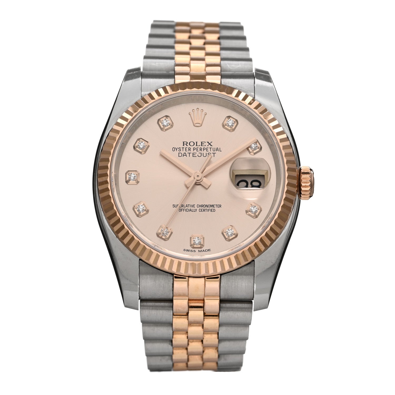 Rolex Stainless Steel 18K Everose Gold Diamond 36mm Oyster Perpetual Datejust Watch Silver 116231 1 of 5