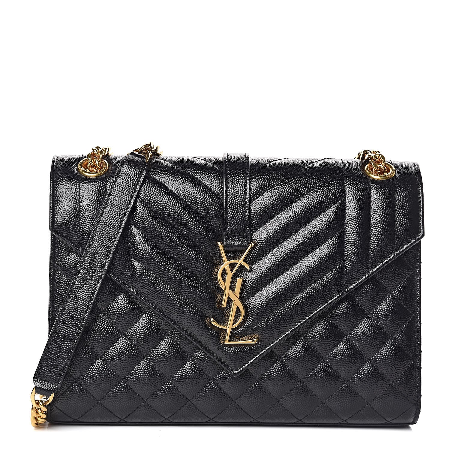 Saint Laurent Grain De Poudre Textured Mixed Matelasse Triquilt Medium Monogram Satchel Black 1 of 11
