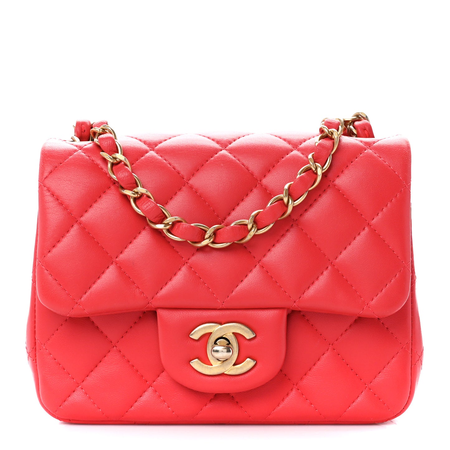 Lambskin Quilted Mini Square Flap Pink