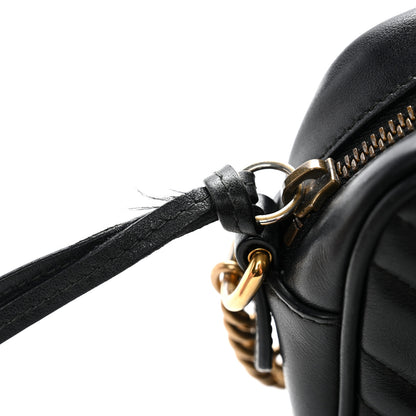 Gucci Calfskin Matelasse Mini GG Marmont Chain Shoulder Bag Black 13 of 14