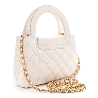 Chanel Shiny Aged Calfskin Quilted Nano Kelly Shopper White 3 of 11
