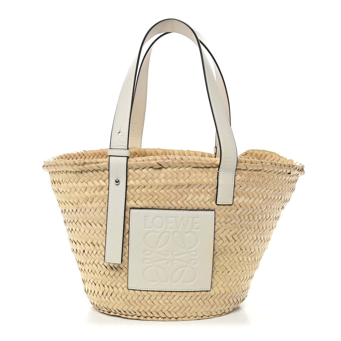 Raffia Basket Tote Bag Natural White