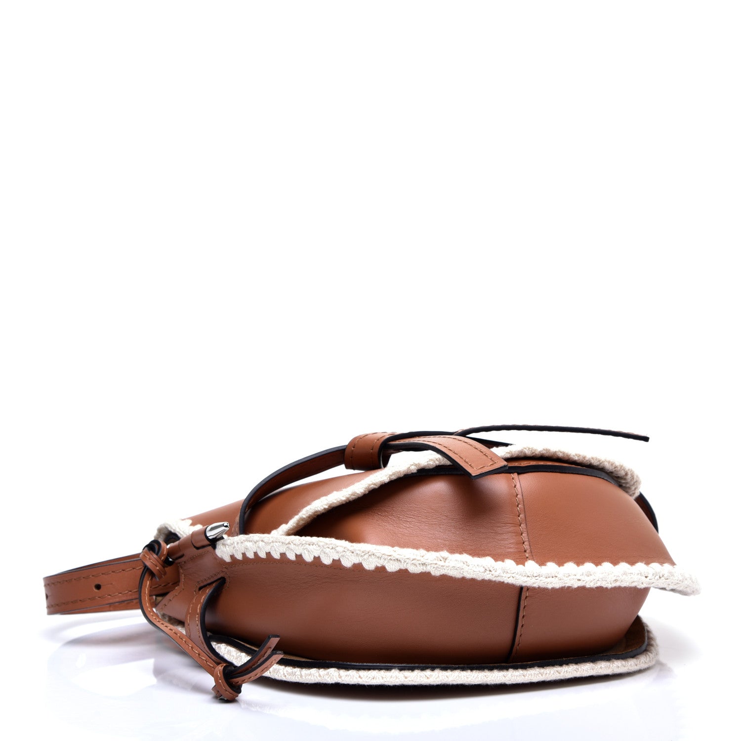 Loewe Calfskin Crochet Trim Small Gate Crossbody Bag Tan 4 of 10
