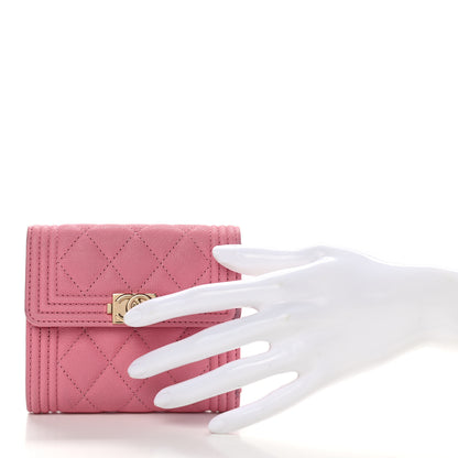 Chanel Caviar Quilted Compact Boy Wallet Pink 2 of 10