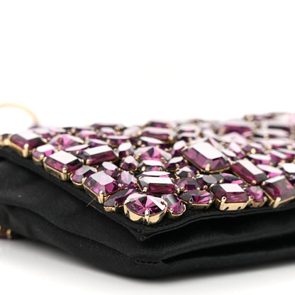 Saint Laurent Satin Jeweled Clutch Purple 8 of 11