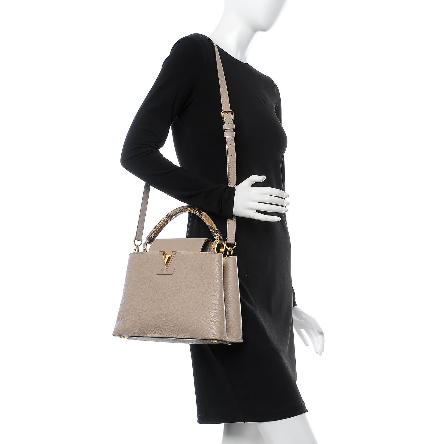 Louis Vuitton Taurillon Python Capucines PM Galet 3 of 7