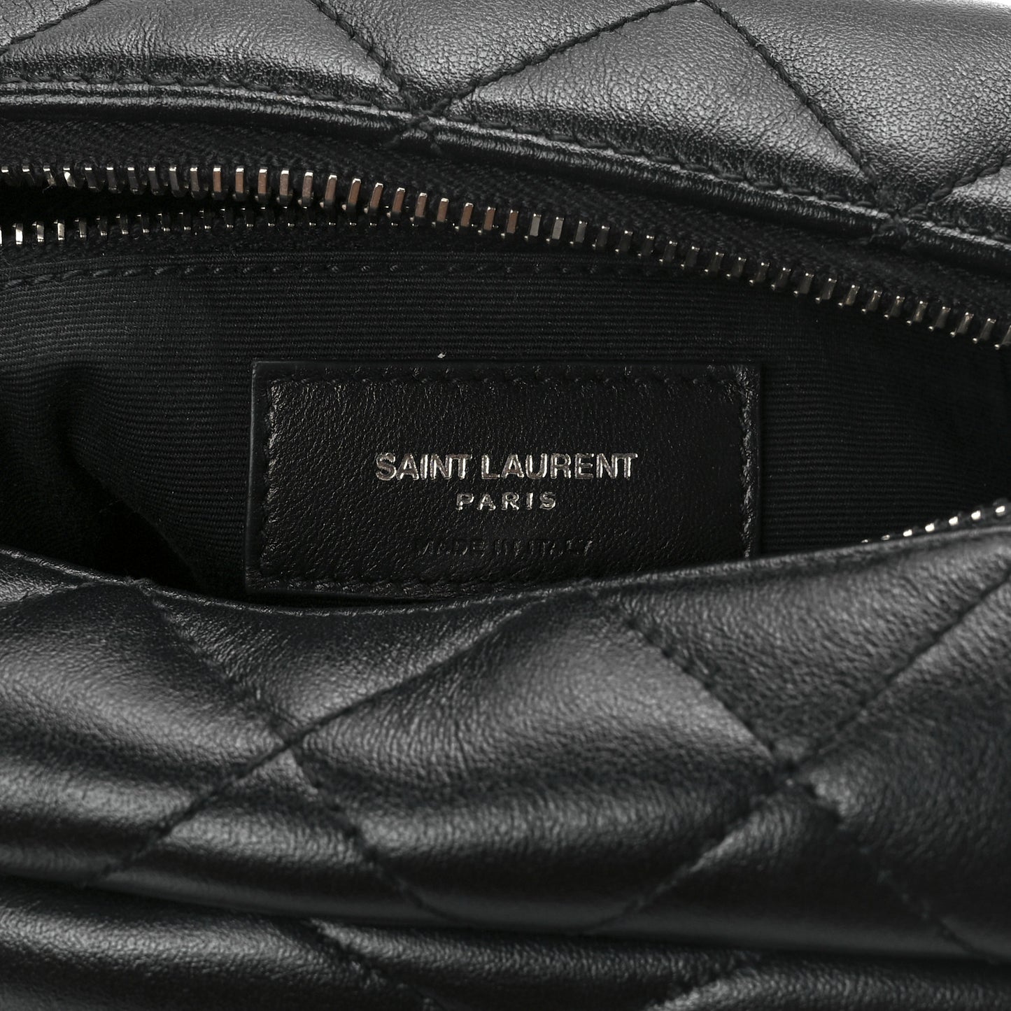 Calfskin Y Quilted Monogram Small Loulou Bowling Bag Black