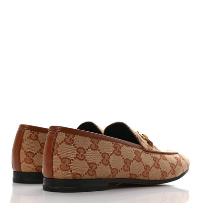 Gucci Canvas GG Monogram Horsebit Womens Jordaan Loafers 37.5 Beige Ruggine Rust 4 of 9