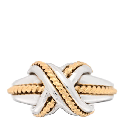 Tiffany Sterling Silver 18K Yellow Gold Signature X Ring 51 5.75 1 of 4