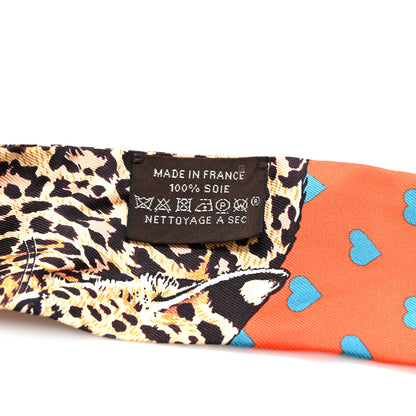 Hermes Silk Jungle Love Love Twilly Orange Bleu Brun 4 of 4