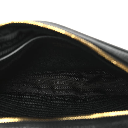 Prada Vitello Daino Soft Medium Double Zip Shoulder Bag Black 5 of 12