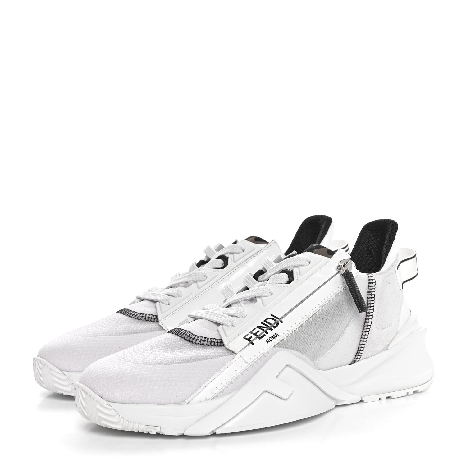 Fendi Nylon Suede Transparent Fendi Flow Low Top Sneakers 40 White 4 of 9