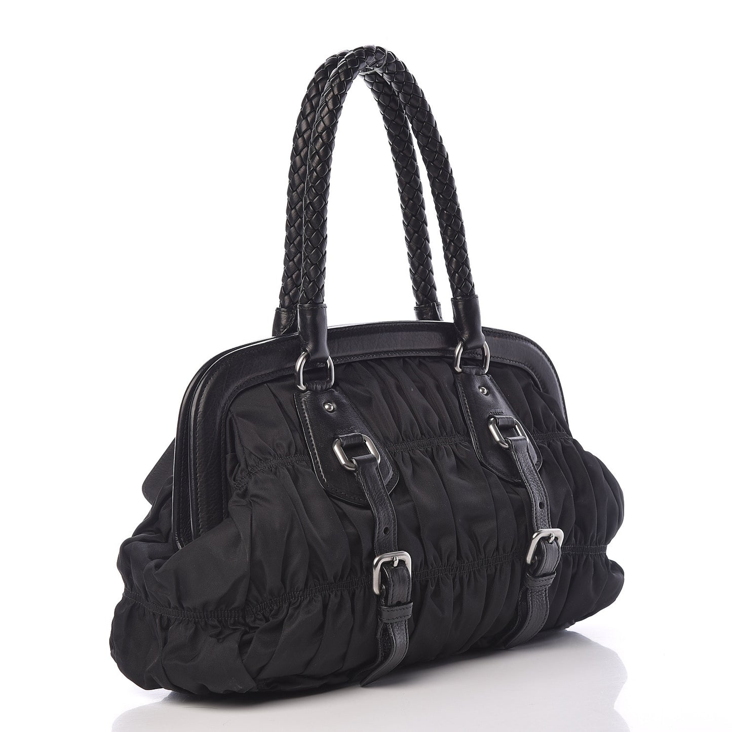 Tessuto Nylon Nappa Braided Gaufre Frame Black