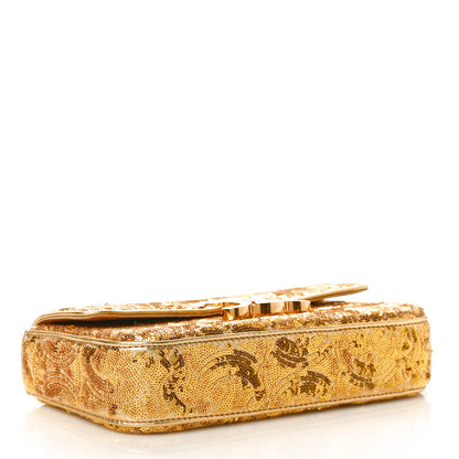 Celine Sequin Triomphe Chain Shoulder Bag Gold 4 of 11