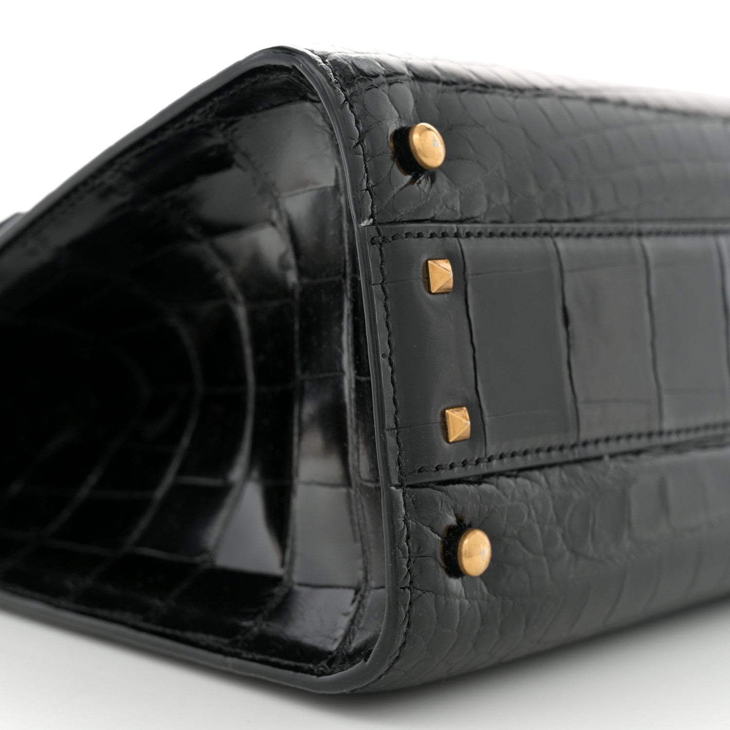 Valentino Garavani Crocodile Small VSling Top Handle Bag Black 8 of 11