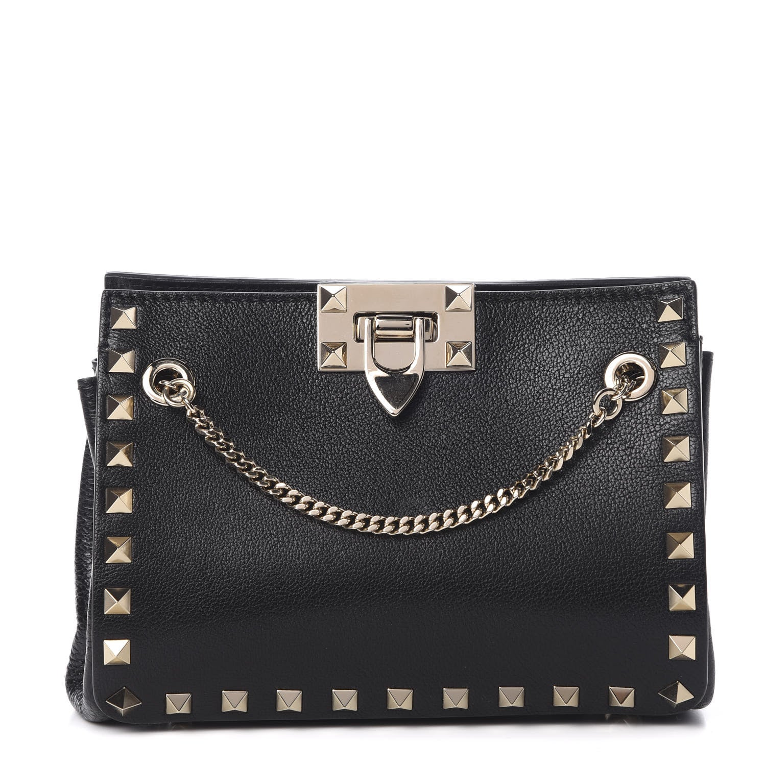 Valentino Garavani Calfskin Rockstud Mini Chain Shoulder Bag Black 1 of 10