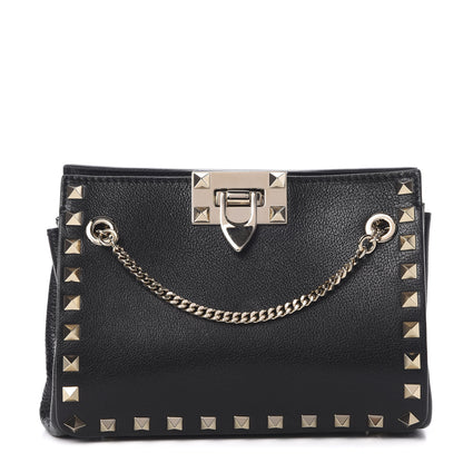 Valentino Garavani Calfskin Rockstud Mini Chain Shoulder Bag Black 1 of 10
