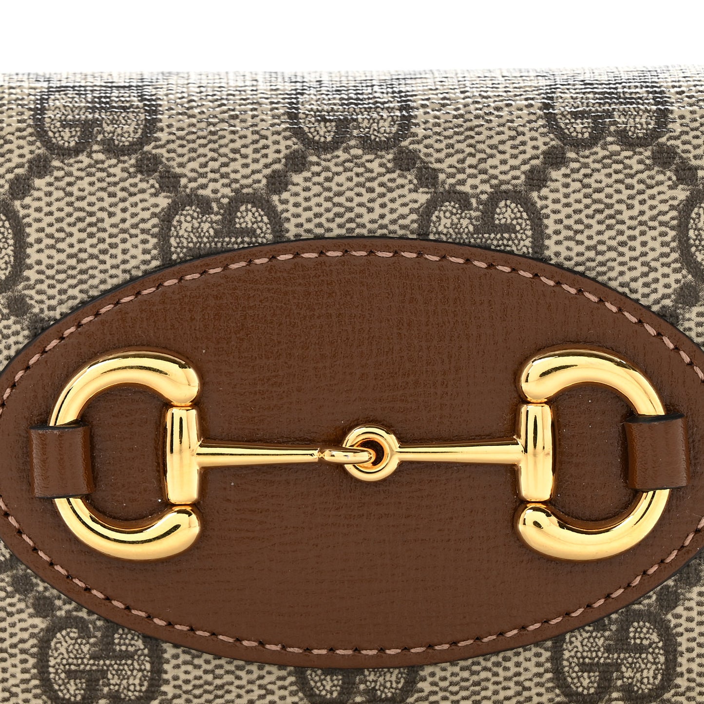 GG Supreme Monogram Horsebit 1955 Card Case Wallet Beige Ebony Brown Sugar