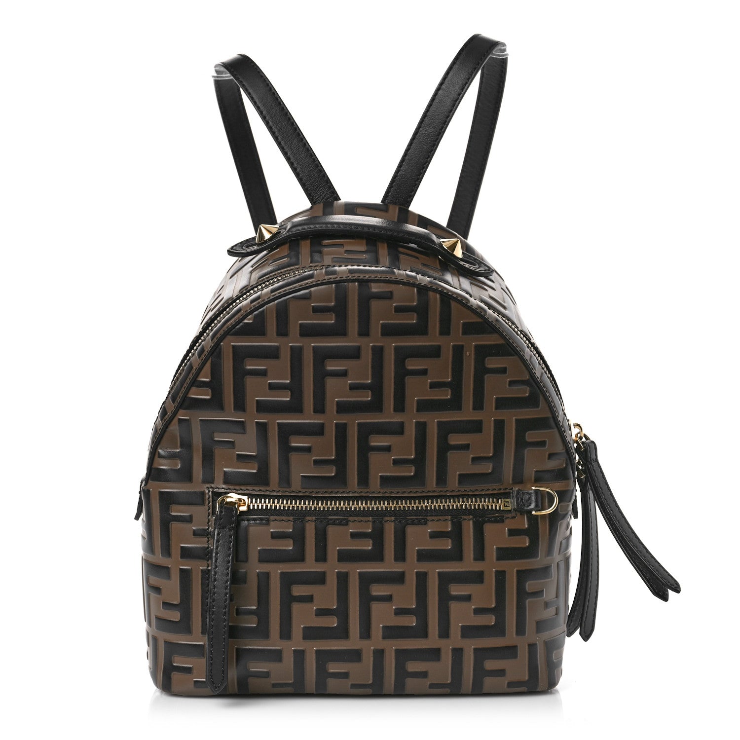 Fendi Vitello Bi-Color FF 1974 Embossed Mini Backpack Maya Black 1 of 8