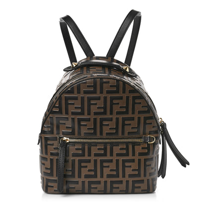 Fendi Vitello Bi-Color FF 1974 Embossed Mini Backpack Maya Black 1 of 8