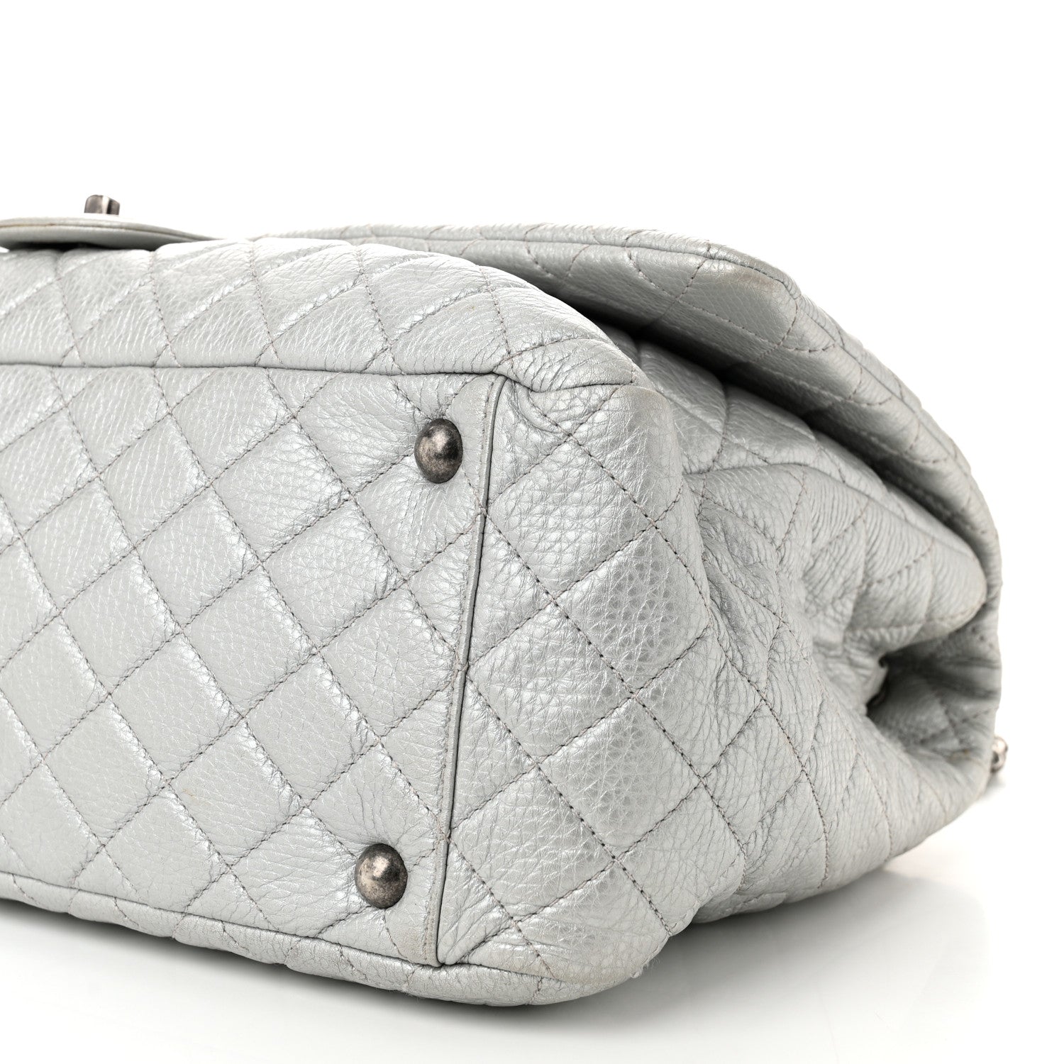 Chanel Metallic Calfskin Quilted XXL Travel Flap Bag Silver 10 of 10