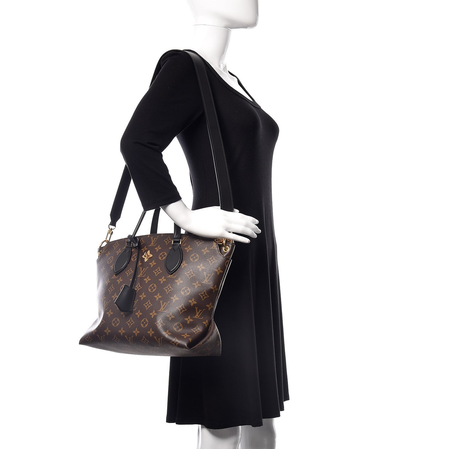 Louis Vuitton Monogram Flower Zipped Tote MM Black 2 of 11