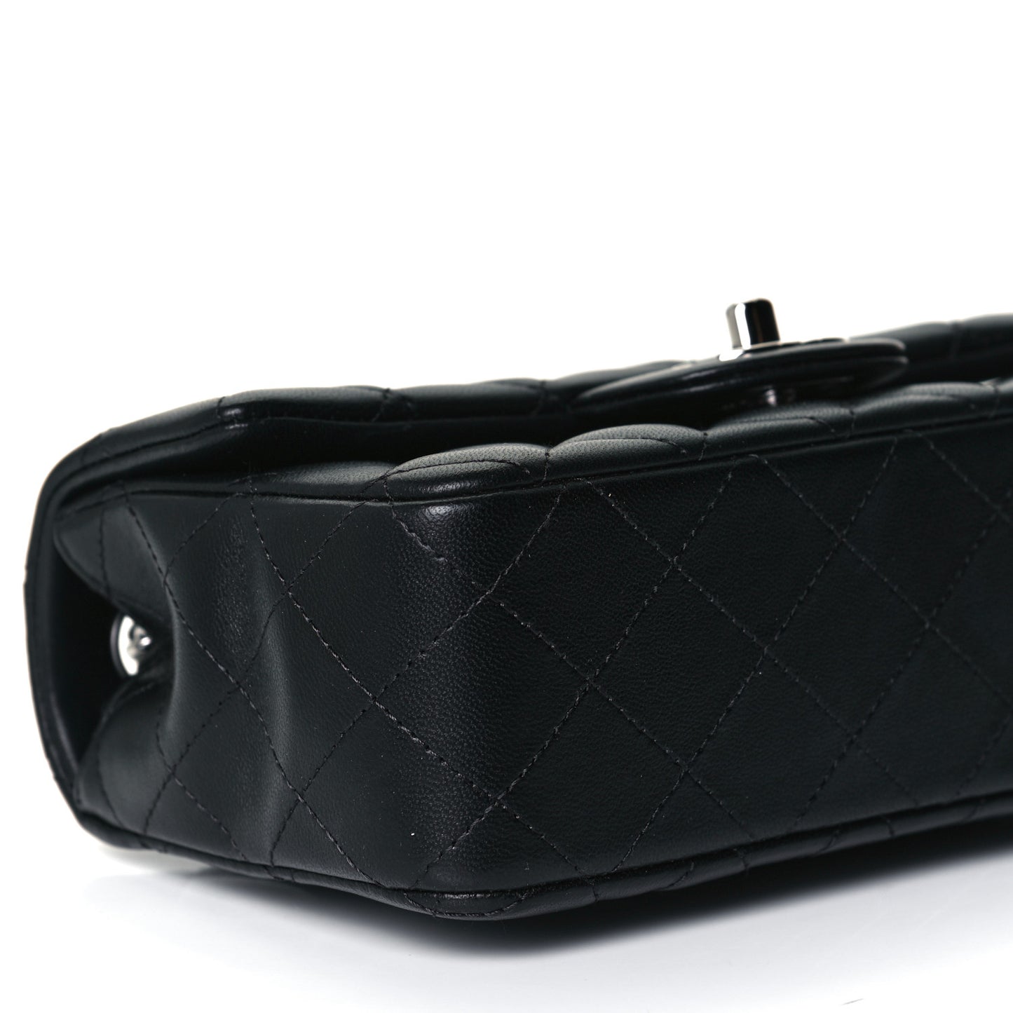 Lambskin Quilted Mini Rectangular Flap Black