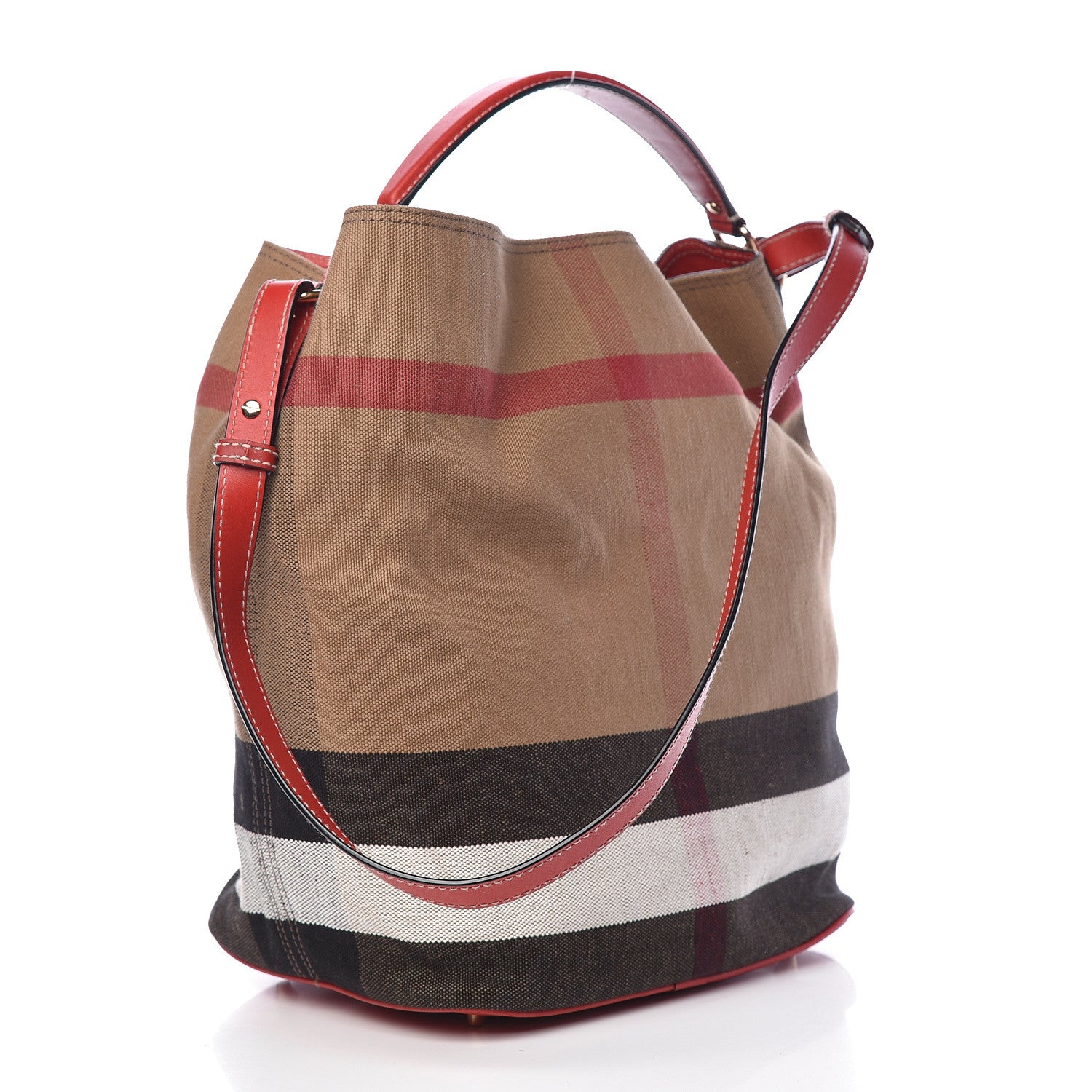 Burberry Canvas Mega Check Medium Ashby Hobo Cadmium Red 4 of 13