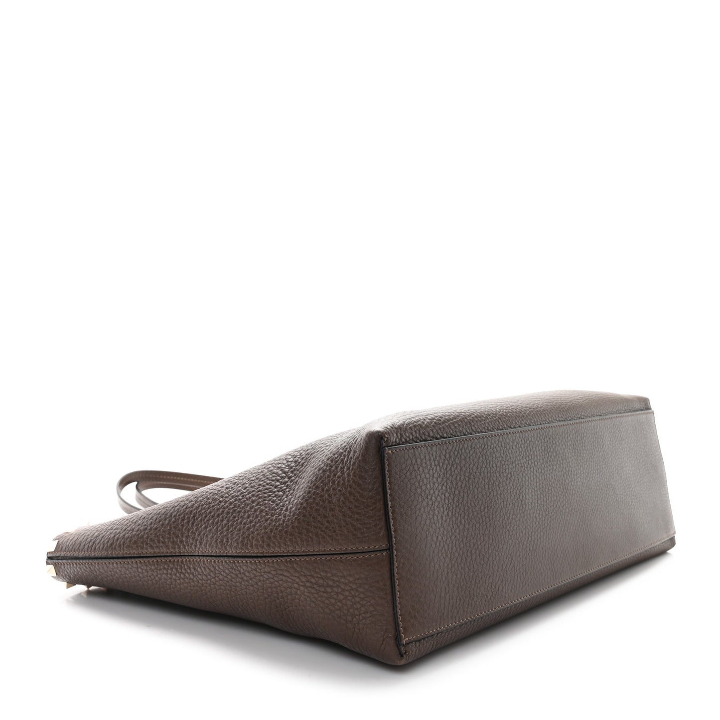 Grained Calfskin Rockstud Shoulder Tote Bright Cognac