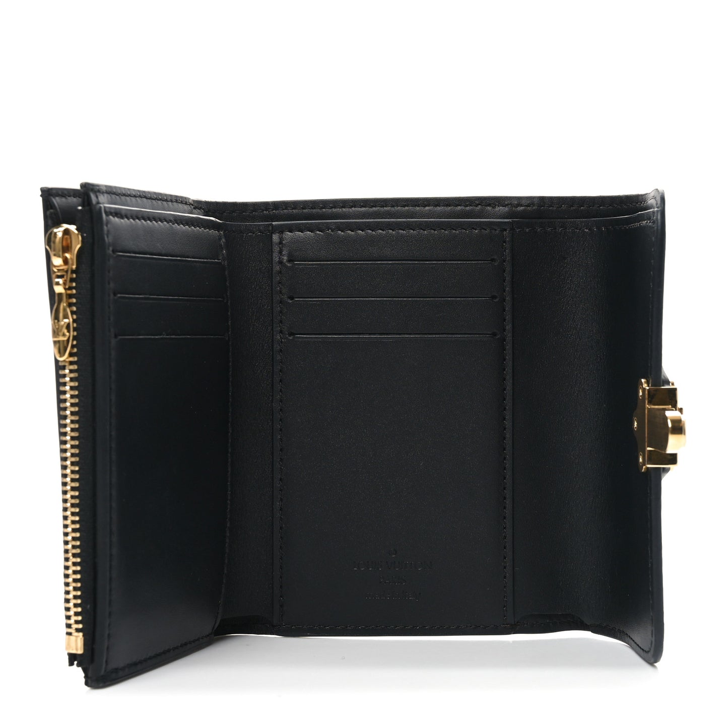 Patent Calfskin Monogram Cherrywood Compact Wallet Black