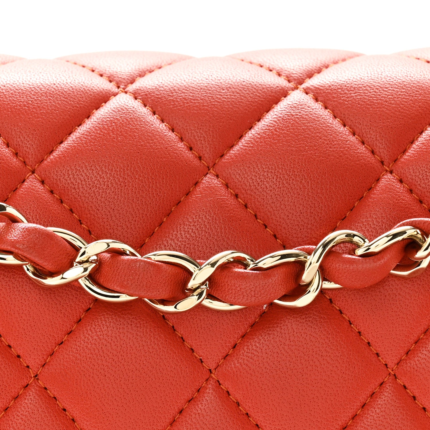 Chanel Lambskin Quilted Medium Double Flap Orange 8 of 11