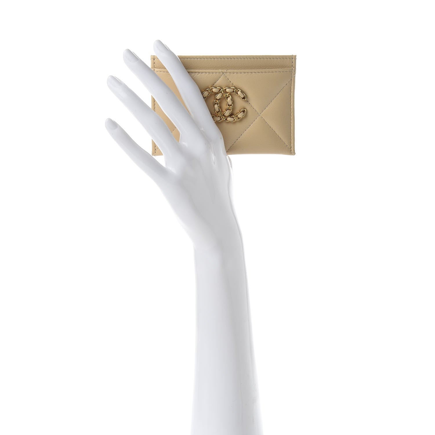 Chanel Goatskin Quilted 19 Card Holder Beige 2 of 9