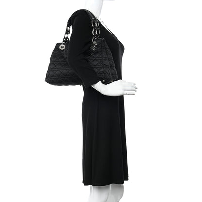 Christian Dior Satin Cannage Charming Lock Flap Shoulder Bag Black 2 of 15