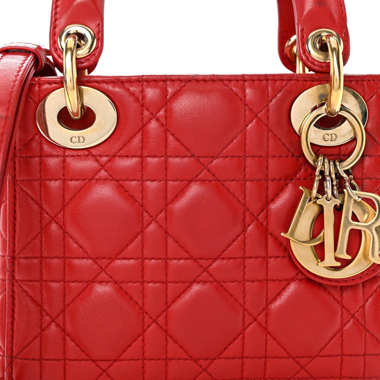 Christian Dior Lambskin Cannage Mini Lady Dior Red 6 of 9